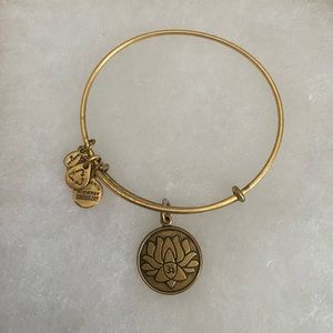Gold Alex and Ani lotus flower bracelet